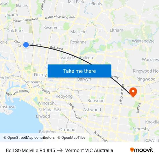 Bell St/Melville Rd #45 to Vermont VIC Australia map
