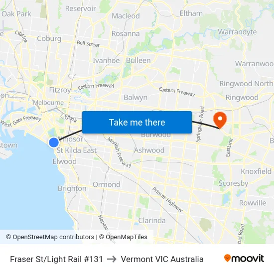 Fraser St/Light Rail #131 to Vermont VIC Australia map