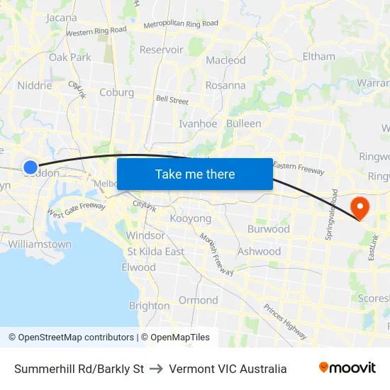 Summerhill Rd/Barkly St to Vermont VIC Australia map