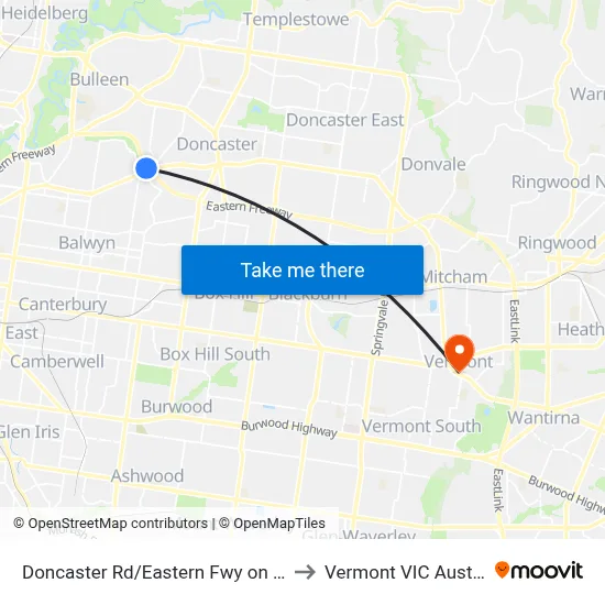 Doncaster Rd/Eastern Fwy on Ramp to Vermont VIC Australia map
