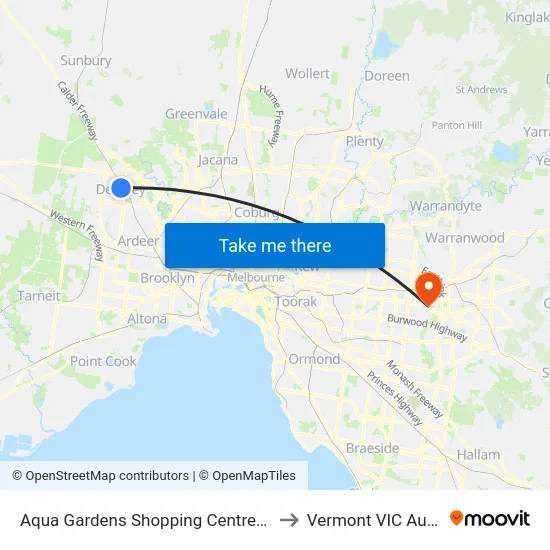 Aqua Gardens Shopping Centre/Kings Rd to Vermont VIC Australia map