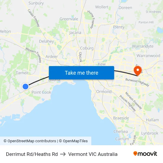 Derrimut Rd/Heaths Rd to Vermont VIC Australia map