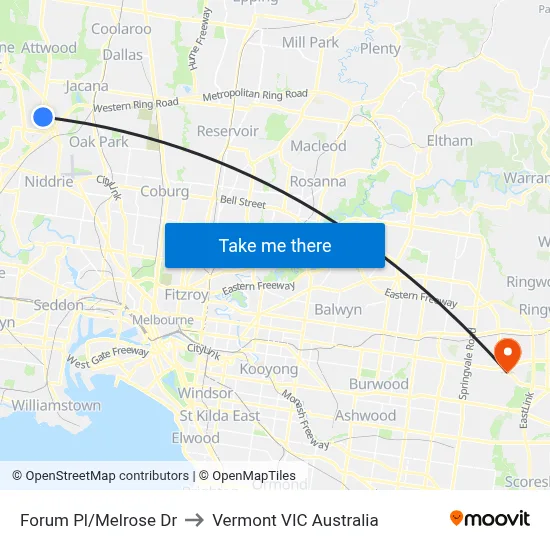 Forum Pl/Melrose Dr to Vermont VIC Australia map
