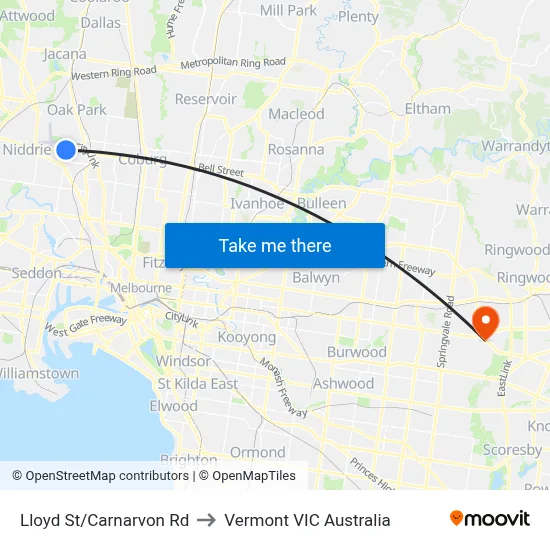 Lloyd St/Carnarvon Rd to Vermont VIC Australia map