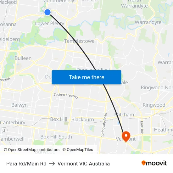 Para Rd/Main Rd to Vermont VIC Australia map