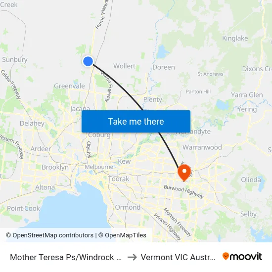 Mother Teresa Ps/Windrock Ave to Vermont VIC Australia map