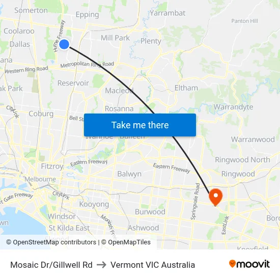Mosaic Dr/Gillwell Rd to Vermont VIC Australia map