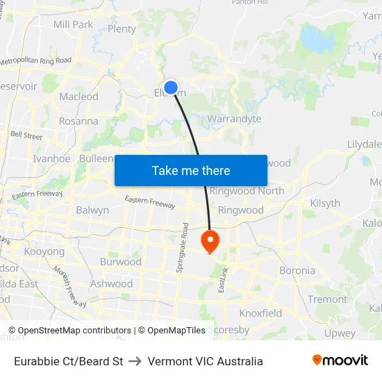 Eurabbie Ct/Beard St to Vermont VIC Australia map