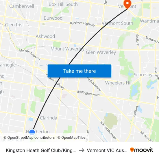 Kingston Heath Golf Club/Kingston Rd to Vermont VIC Australia map