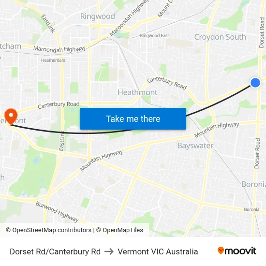 Dorset Rd/Canterbury Rd to Vermont VIC Australia map