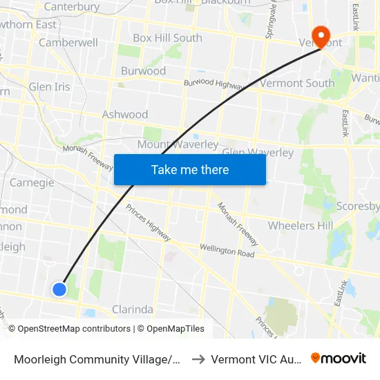Moorleigh Community Village/Bignell Rd to Vermont VIC Australia map