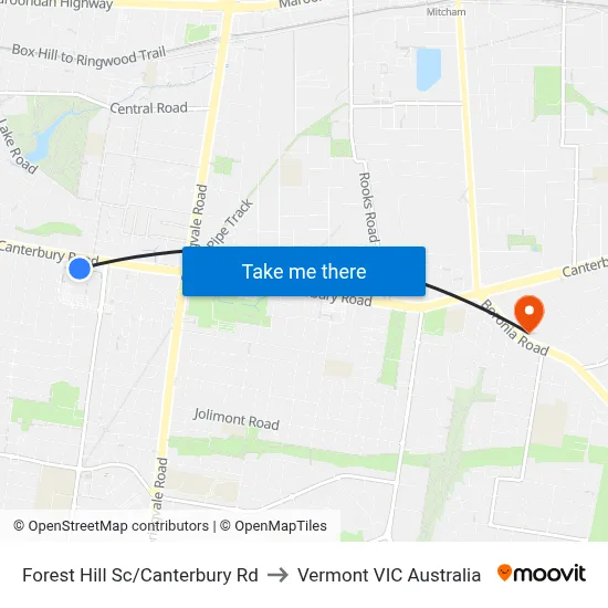 Forest Hill Sc/Canterbury Rd to Vermont VIC Australia map