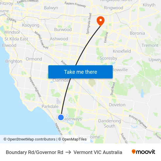 Boundary Rd/Governor Rd to Vermont VIC Australia map