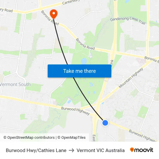 Burwood Hwy/Cathies Lane to Vermont VIC Australia map
