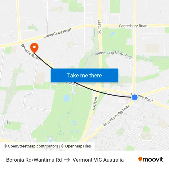 Boronia Rd/Wantirna Rd to Vermont VIC Australia map