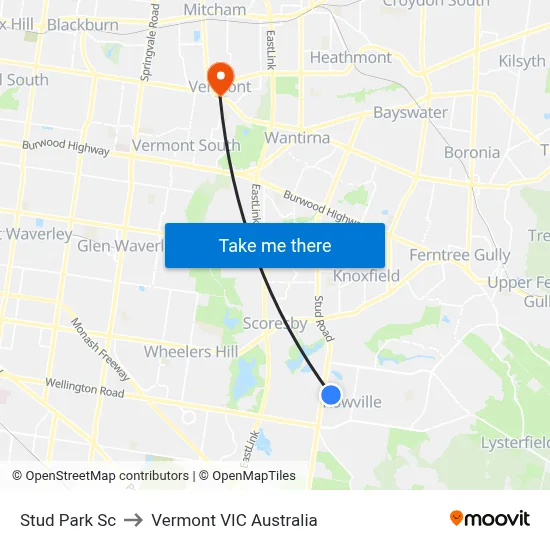 Stud Park Sc to Vermont VIC Australia map