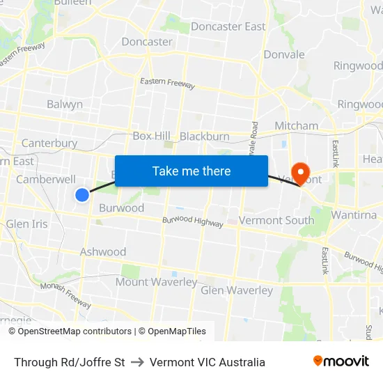 Through Rd/Joffre St to Vermont VIC Australia map