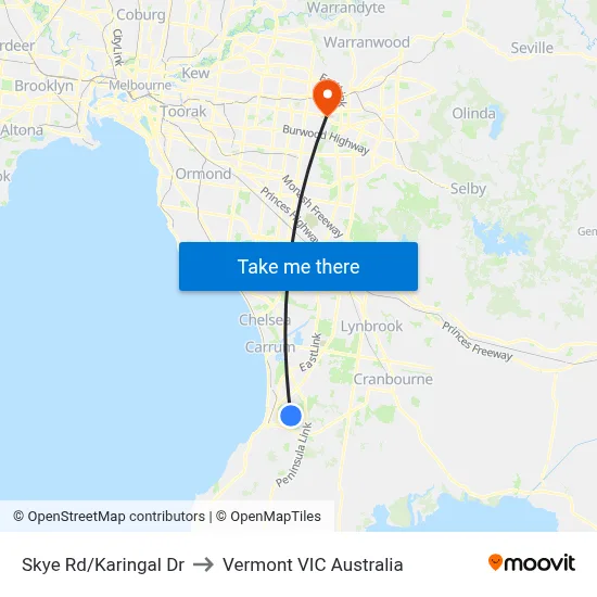 Skye Rd/Karingal Dr to Vermont VIC Australia map