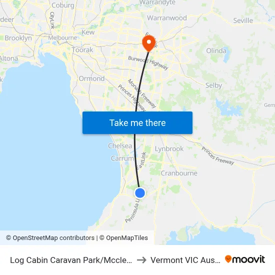 Log Cabin Caravan Park/Mcclelland Dr to Vermont VIC Australia map