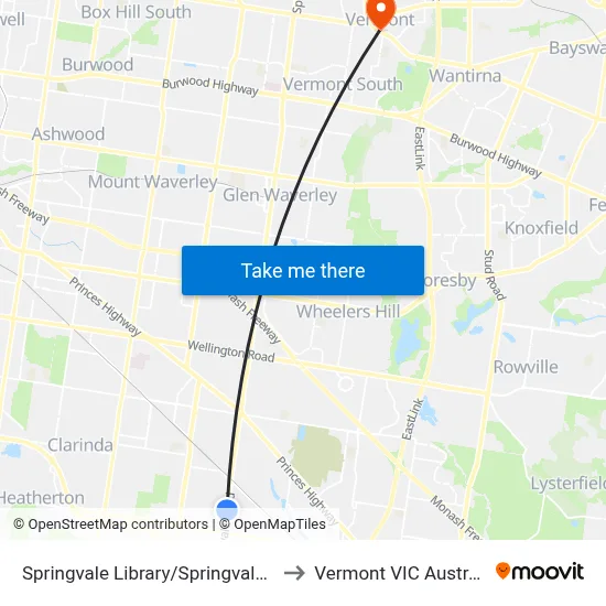 Springvale Library/Springvale Rd to Vermont VIC Australia map