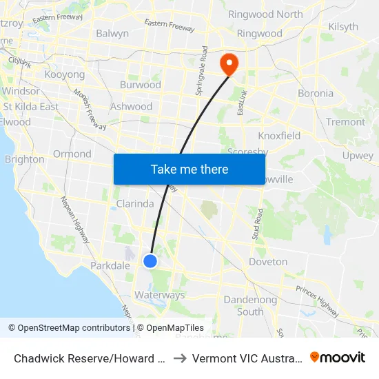 Chadwick Reserve/Howard Rd to Vermont VIC Australia map