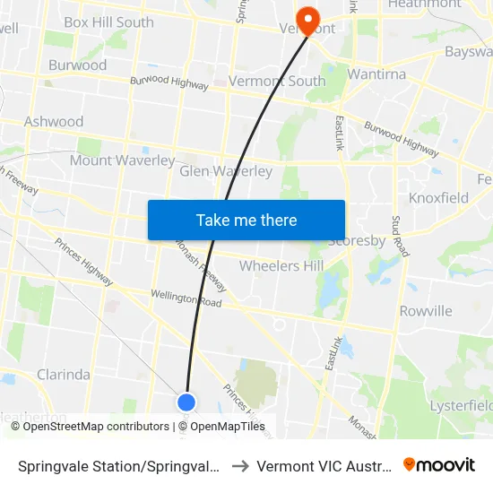 Springvale Station/Springvale Rd to Vermont VIC Australia map