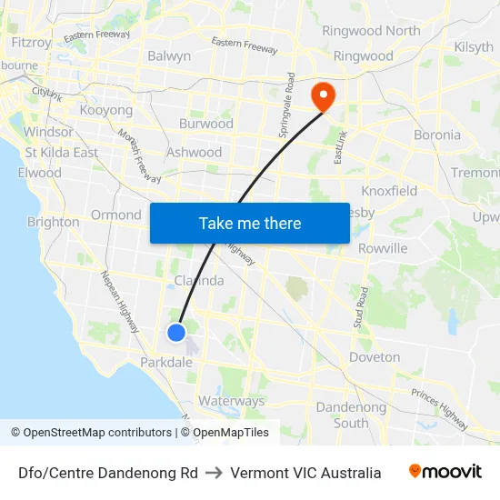 Dfo/Centre Dandenong Rd to Vermont VIC Australia map
