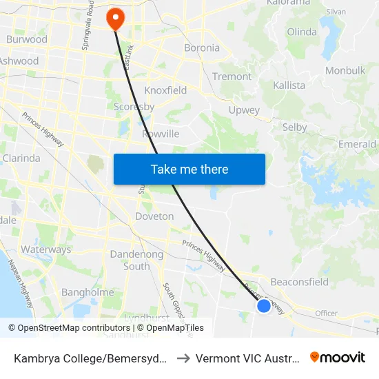 Kambrya College/Bemersyde Dr to Vermont VIC Australia map
