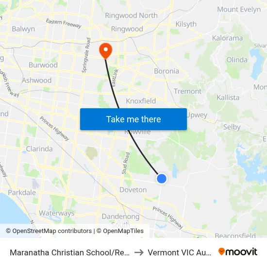 Maranatha Christian School/Reema Bvd to Vermont VIC Australia map