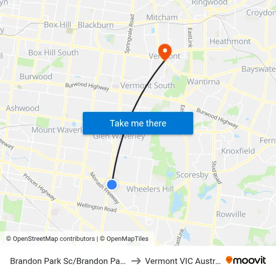 Brandon Park Sc/Brandon Park Dr to Vermont VIC Australia map