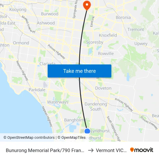 Bunurong Memorial Park/790 Frankston-Dandenong Rd to Vermont VIC Australia map