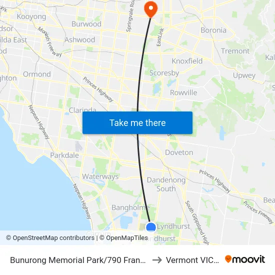 Bunurong Memorial Park/790 Frankston-Dandenong Rd to Vermont VIC Australia map