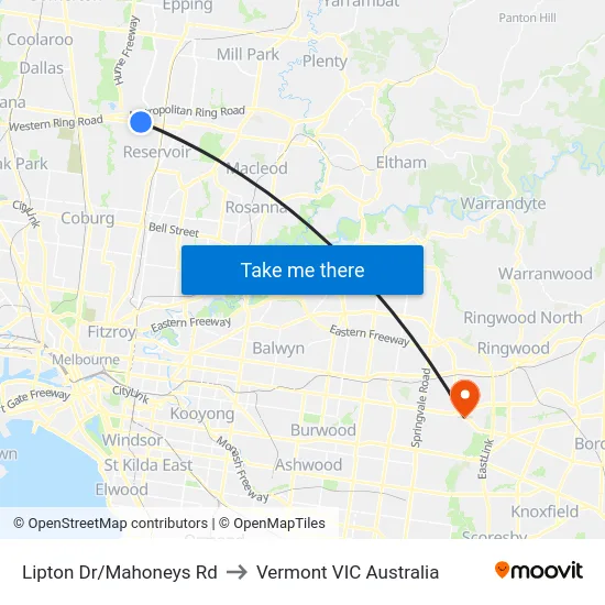 Lipton Dr/Mahoneys Rd to Vermont VIC Australia map