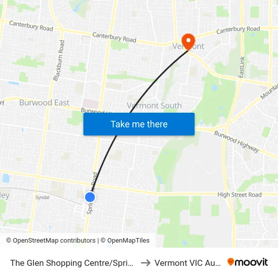 The Glen Shopping Centre/Springvale Rd to Vermont VIC Australia map