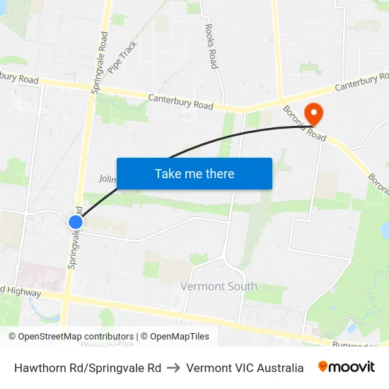Hawthorn Rd/Springvale Rd to Vermont VIC Australia map