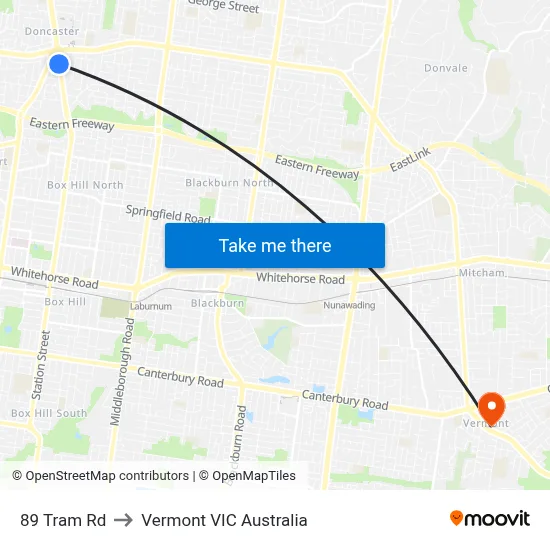 89 Tram Rd to Vermont VIC Australia map