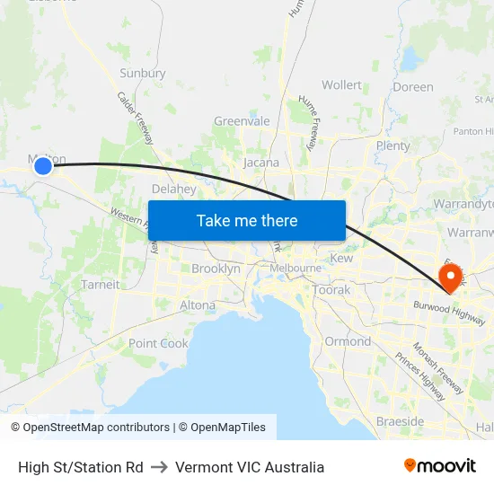 High St/Station Rd to Vermont VIC Australia map