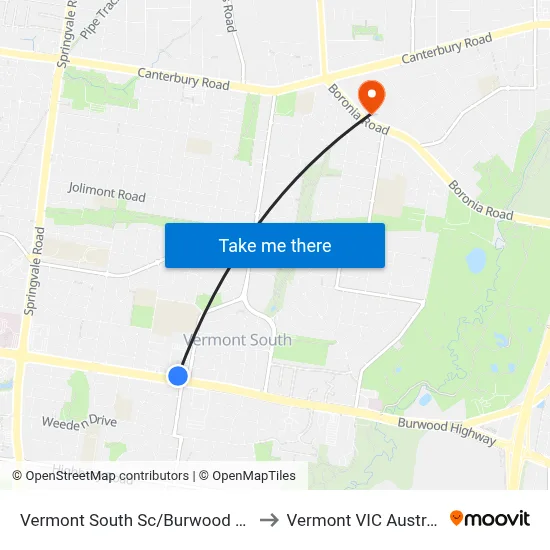 Vermont South Sc/Burwood Hwy to Vermont VIC Australia map