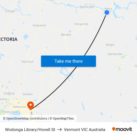 Wodonga Library/Hovell St to Vermont VIC Australia map