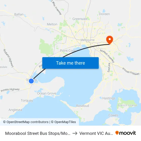 Moorabool Street Bus Stops/Moorabool St to Vermont VIC Australia map