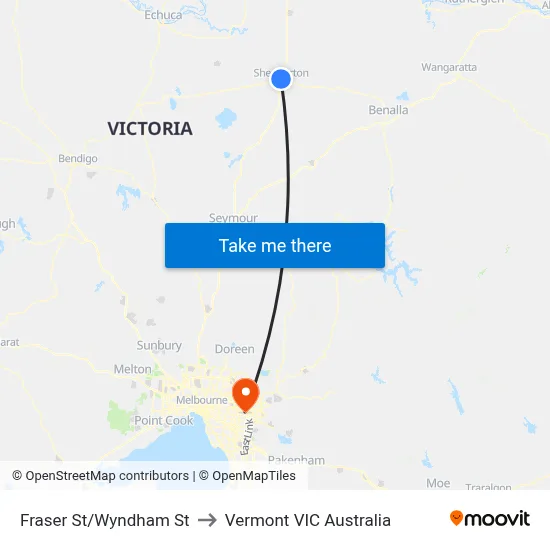 Fraser St/Wyndham St to Vermont VIC Australia map