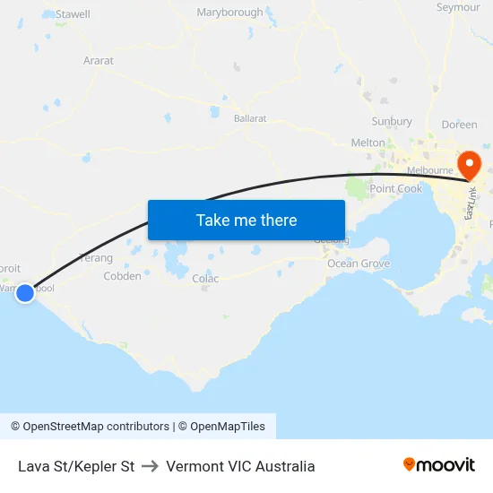 Lava St/Kepler St to Vermont VIC Australia map