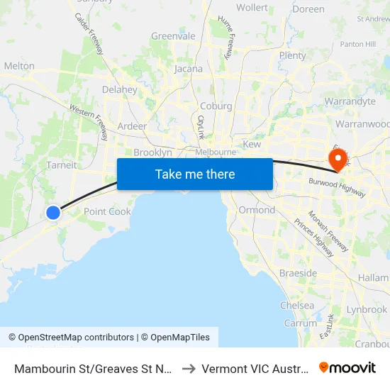 Mambourin St/Greaves St North to Vermont VIC Australia map