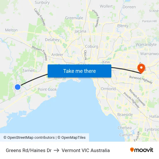 Greens Rd/Haines Dr to Vermont VIC Australia map