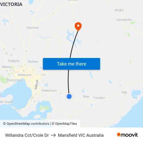 Willandra Cct/Crole Dr to Mansfield VIC Australia map