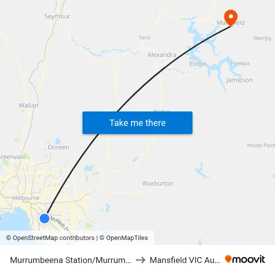 Murrumbeena Station/Murrumbeena Rd to Mansfield VIC Australia map