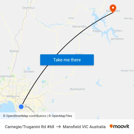 Carnegie/Truganini Rd #68 to Mansfield VIC Australia map