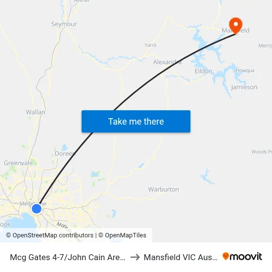 Mcg Gates 4-7/John Cain Arena #7c to Mansfield VIC Australia map