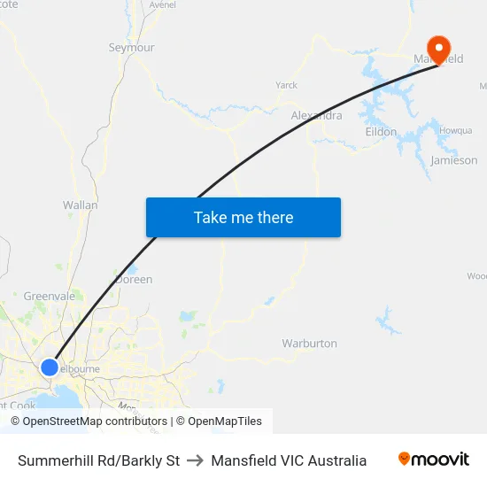 Summerhill Rd/Barkly St to Mansfield VIC Australia map