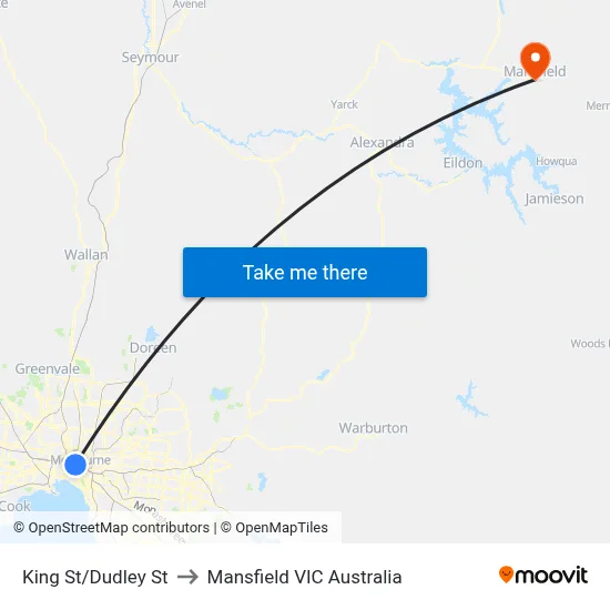 King St/Dudley St to Mansfield VIC Australia map